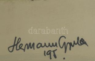 Hermann Gyula (-), erdélyi festő: Téli táj, 1995. Akvarell, papír. Dekoratív, üvegezett fakeretben, ...
