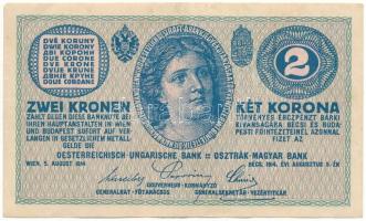 1914. 2K "1454 C 329221" T:F Hungary 1914. 2 Korona "1454 C 329221" C:F Krause 17.