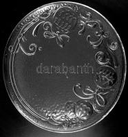 Bormioli Rocco olasz karácsonyi mintás tortatál kínáló, dobozában, hibátlan, d: 31,5 cm