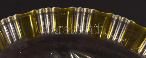 Kristály kínáló ezüstpácolt díszítéssel, kis karccal, jelzés nélkül, d: 31 cm