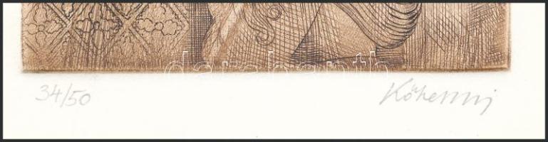 Kőhegyi Gyula (1933-): Ex libris Szászné Mara, Szent László király életéből. Rézmetszet, papír, jelz...