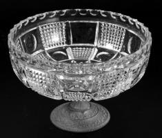 Kristály talpas kínáló, fém szerelékkel, d: 15,5 cm, m: 10 cm