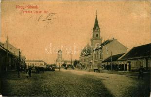 1908 Nagykikinda, Kikinda; Ferenc József tér, piac, városháza, templom, üzletek. No. 625. (W.L. ?) / square, market, town hall, church, shops (EK)