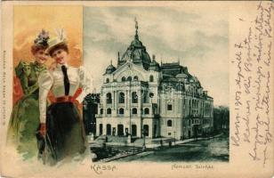 1903 Kassa, Kosice; Nemzeti Színház. Nyulászi Béla kiadása. litho hölgyek / National theatre. Art Nouveau, litho ladies (EK)