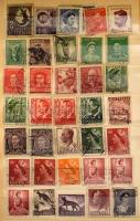 Kis hagyaték, benne magyar és külföldi bélyegek sok régivel, jobbakkal, köztük vágottak, német, japá...