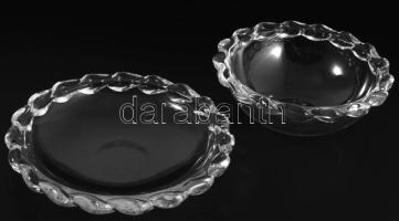 Kristályüveg pástétomkínáló szett, ezüstözött kanállal, kétrészes, d: 18 cm