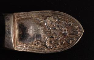 Kristályüveg pástétomkínáló szett, ezüstözött kanállal, kétrészes, d: 18 cm