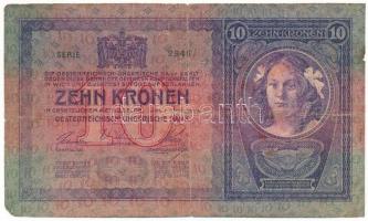 1904. 10K "2946 351085" piros "MAGYARORSZÁG" felülbélyegzéssel T:F, apró szakadá...