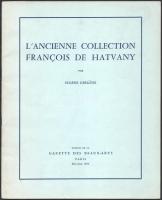 Gerlötei, [Jenő] Eugéne: L'Ancienne collection Francios de Hatvany. [Hatvany Ferenc régi gyűjteménye.] A szerző, Gerlőtei Jenő (1908-?) műgyűjtő, műpártoló, irodalomtörténész által DEDIKÁLT példány! Paris, 1966, Gazette des Beaux-Arts, [357]-374 p. Francia nyelven. Fekete-fehér képekkel illusztrált. Kiadói papírkötés,