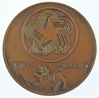 Bulgária 1980. "Nemzetközi Tornászverseny - Barátság '80 / Várna 1980. X. 17-19." kétoldalas bronz emlékérem (60mm) T:XF, patina Bulgaria 1980. "International Gymnastics Competition - Friendship '80 / Varna 17-19 X '80" two-sided bronze commemorative medallion (60mm) C:XF, patina