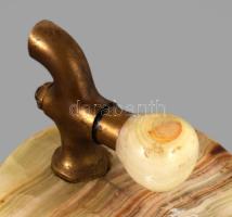 Ónix italtartó hordó, parafa nélküli dugóval, réz csappal, 27x15 cm