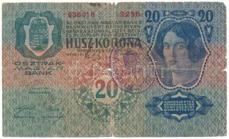 1913. 20K "2256 636016", I. kiadás, hamis(?) felülbélyegzéssel T:VG, szakadások, felül és középen anyaghiány Adamo K18B