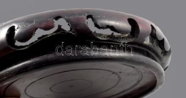 Indiai faragott keményfa mécsestartó, d: 13,5 cm