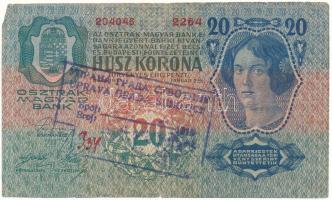 1913. 20K "2264 204046", I. Kiadás hamis(?) felülbélyegzéssel T:F, apró szakadások