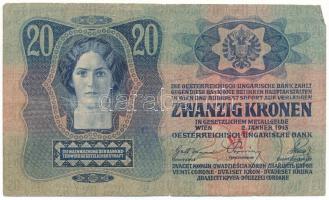 1913. 20K "2264 204046", I. Kiadás hamis(?) felülbélyegzéssel T:F, apró szakadások