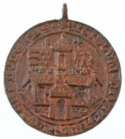 Óbuda 1387-es pecsétjének egyoldalas, öntött bronz másolata "SIGILLVM CIVITATIS VETERI BVDENSIS", lyukasztás nélküli füllel (49mm) T:XF,VF
