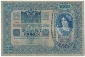 Csehszlovákia 1902. 1000K "1117 01157", csehszlovák 10K "Kolek" bélyegzéssel, sz...