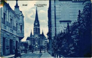 Arad, Új evangélikus templom. Kerpel Izsó kiadása / New Lutheran church (ragasztónyom / glue mark)