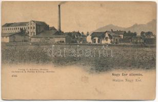 Nagyőr, Nagy-Eőr, Strázky (Szepesbéla, Spisská Belá); Station Nagy Eőr / vasútállomás / railway station. Verlag C. Schröter, Lichtdruck A. Fabian &amp; Comp. Breslau (r)