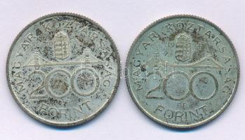 1993. 200Ft Ag "MNB" + 1994. 200Ft Ag "Deák" T:XF patina Adamo F13, F13.1