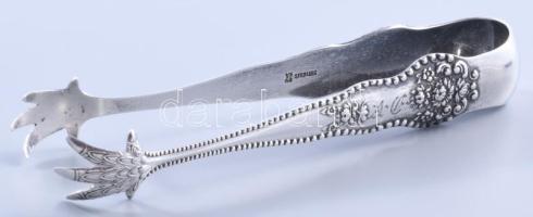 Ezüst(Ag) madárkarmos cukorcsipesz, jelzett, h: 12 cm, nettó: 31,8 g