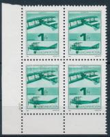 1988 Repüléstörténet 1Ft ívsarki négyestömb, fényes-sávozott / Mi 3984 corner block of 4, glossy-striped