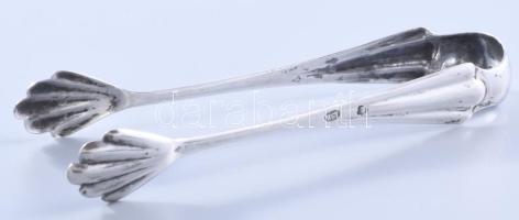 Ezüst(Ag) legyezőmintás cukorcsipesz, jelzett, h: 11,2 cm, nettó: 16,5 g