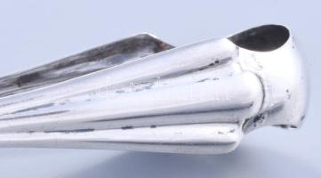 Ezüst(Ag) legyezőmintás cukorcsipesz, jelzett, h: 11,2 cm, nettó: 16,5 g