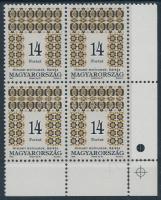 1995 Magyar Népművészet 14Ft ívsarki négyestömb, ívszéli jelzéssel / Mi 4336 corner block of 4, sign on the margin