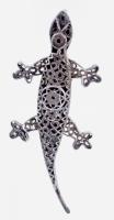 Filigrán ezüst (Ag) gekko alakú bross, jelzés nélkül, h: 5cm, nettó 3g