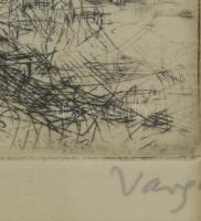 Varga Nándor Lajos (1895-1978): Budapesti látkép a Halászbástyával és a Mátyás-templommal. Rézkarc, ...