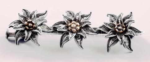 Filigrán ezüst (Ag) bross, jelzett, h: 5,5cm, nettó 5,8g