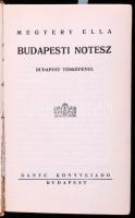 Megyery Ella: Budapesti notesz. Budapest térképével. Bp, 1937, Dante, 415 p. + 1 (kihajtható, nagyméretű Budapest térképpel) t. Kiadói papírkötés, benne az eredeti, szétszakadt papírborítóval, a gerincen kis sérüléssel.