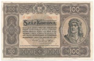 1920. 100K "Orell Füssli Zürich" nyomdahely jelöléssel, "A 035 958302" sorszámmal T:VF,F  Adamo K29