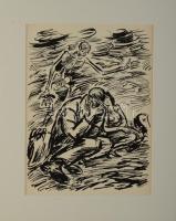 Frans Masereel (1889-1972): Jelenet. Fametszet, papír, jelzett a dúcon. Paszpartuban. 31x23 cm