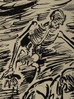 Frans Masereel (1889-1972): Jelenet. Fametszet, papír, jelzett a dúcon. Paszpartuban. 31x23 cm