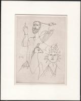 Szalay Lajos (1909-1995): Illusztráció Pablo Neruda A Macsu Pikcsu ormai c. művéhez. Rézkarc, papír, jelzett a karcon. Paszpartuban. 19,5x14,5 cm