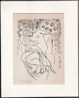 Henri Matisse (1869-1954): Női akt, cinkográfia, papír, utólagos jelzéssel, paszpartuban, 21,5×15,5 cm