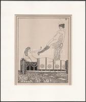 Kozma Lajos (1884-1948): Szecessziós női aktok. Cinkográfia, papír, jelzett a cinkográfián, paszpartuban, 20×16 cm