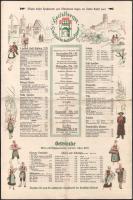 1934 Heidelberger, Das Haus der Deutschen Heimat, az itteni étterem ét- és itallapja, két nagyméretű...