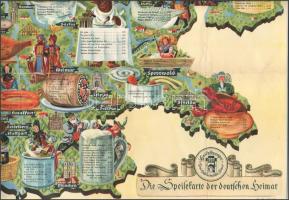 1934 Heidelberger, Das Haus der Deutschen Heimat, az itteni étterem ét- és itallapja, két nagyméretű...