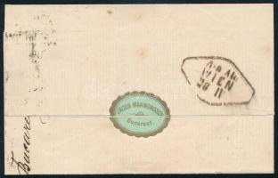 Magyar Posta Romániában 1868 10sld bélyeg levélen "BUCAREST" + kék "FRANCO" - &q...