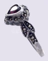 Ezüst (Ag) gyűrű, m:53, jelzett, kő berakással, bruttó 3g