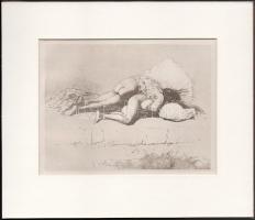 Zichy Mihály (1827-1906): Erotikus jelenet. Cinkográfia, papír, jelzett a cinkográfián, paszpartuban, 14×19 cm