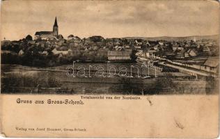 Nagysink, Gross-Schenk, Cincul Mare, Cincu; Totalansicht von der Nordseite. Verlag von Josef Hammer / látkép / general view (gyűrődések / creases)