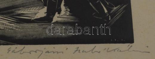 Gáborjáni Szabó Kálmán (1897-1955): Húsvéti locsolás, 1935. Fametszet, papír, jelzett. Lap szélén ki...