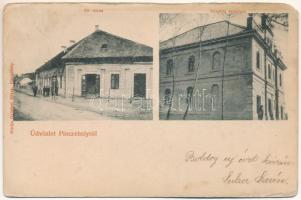 Pincehely (Tolna), Fő utca, üzlet, Izraelita templom, zsinagóga. Grünhut Miksa kiadása (EM)