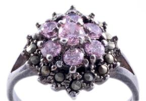 Ezüst (Ag) gyűrű, m:54, jelzett, kő befoglalással, bruttó 4,3g