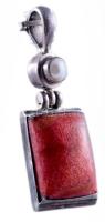 Ezüst (Ag) függő, jelzett, kő befoglalással, h: 4,5cm, bruttó 7,3g