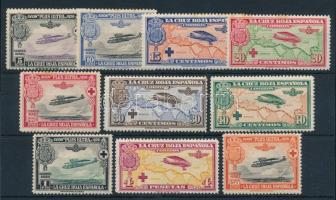 Spanyolország 1926 Vöröskereszt sor Mi 312-321 (Mi EUR 220.-) (Mi 313-316 rozsda pötty / stain spot, Mi 321 rozsda folt / stain)